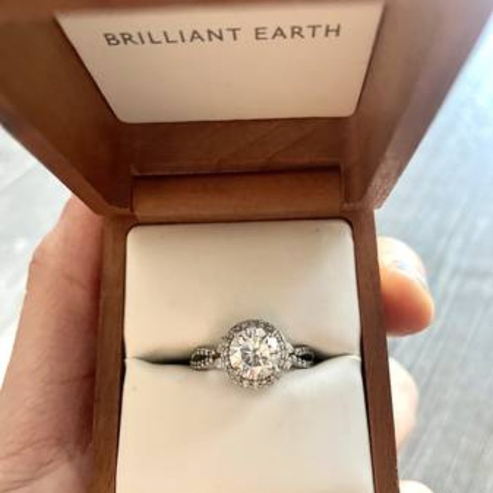 Brilliant Earth Moissanite + Diamond Engagement Ring